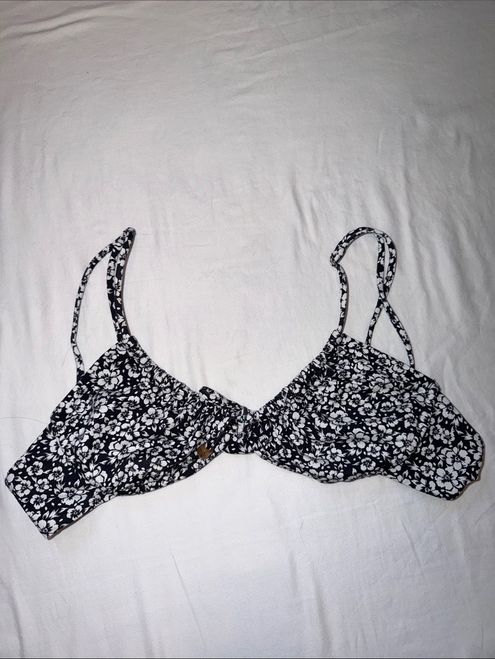 Black & White Floral Underwire Bikini Top